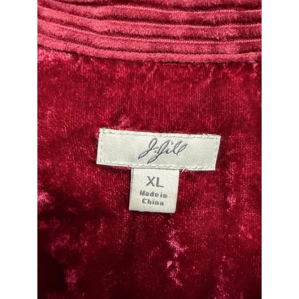 J. Jill Women's Corduroy Jacket Maroon Velvet Trim Button Front Chore Coat XL - Picture 3 of 8